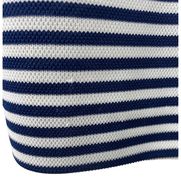 Vintage Star Shine Blue/White Striped Sleeveless Polo Midi Dress Size 12 Turtle - Picture 6 of 8